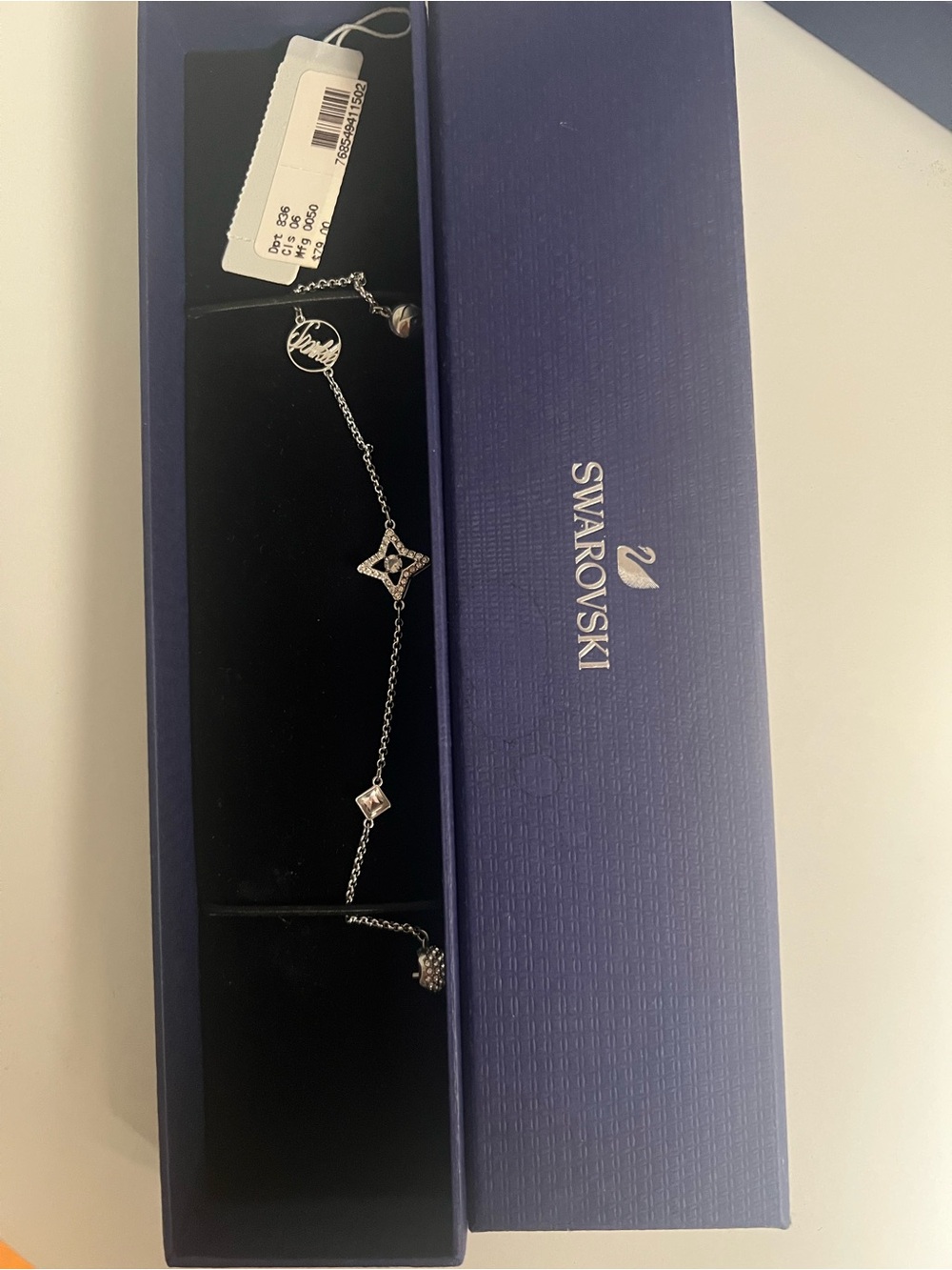 Swarovski Silver-Tone Crystal Motif Bracelet with Clear Stones